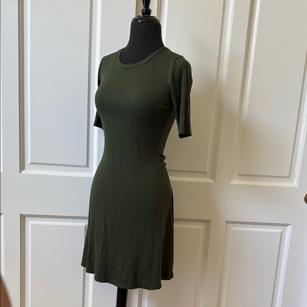 Old Navy Dark Green Ribbed Mini Dress